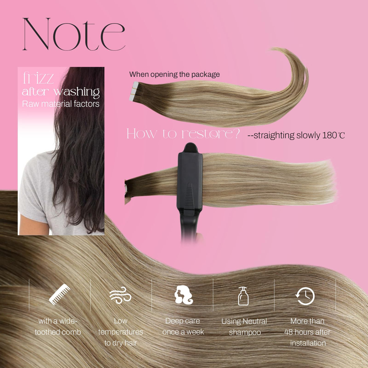 Moresoo Tape in Hair Extensions back view