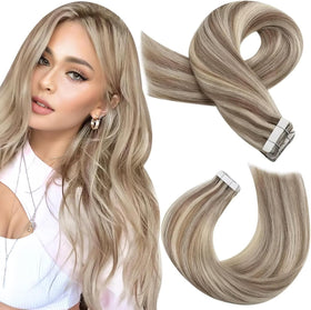Moresoo Tape in Hair Extensions Beige Blonde front view