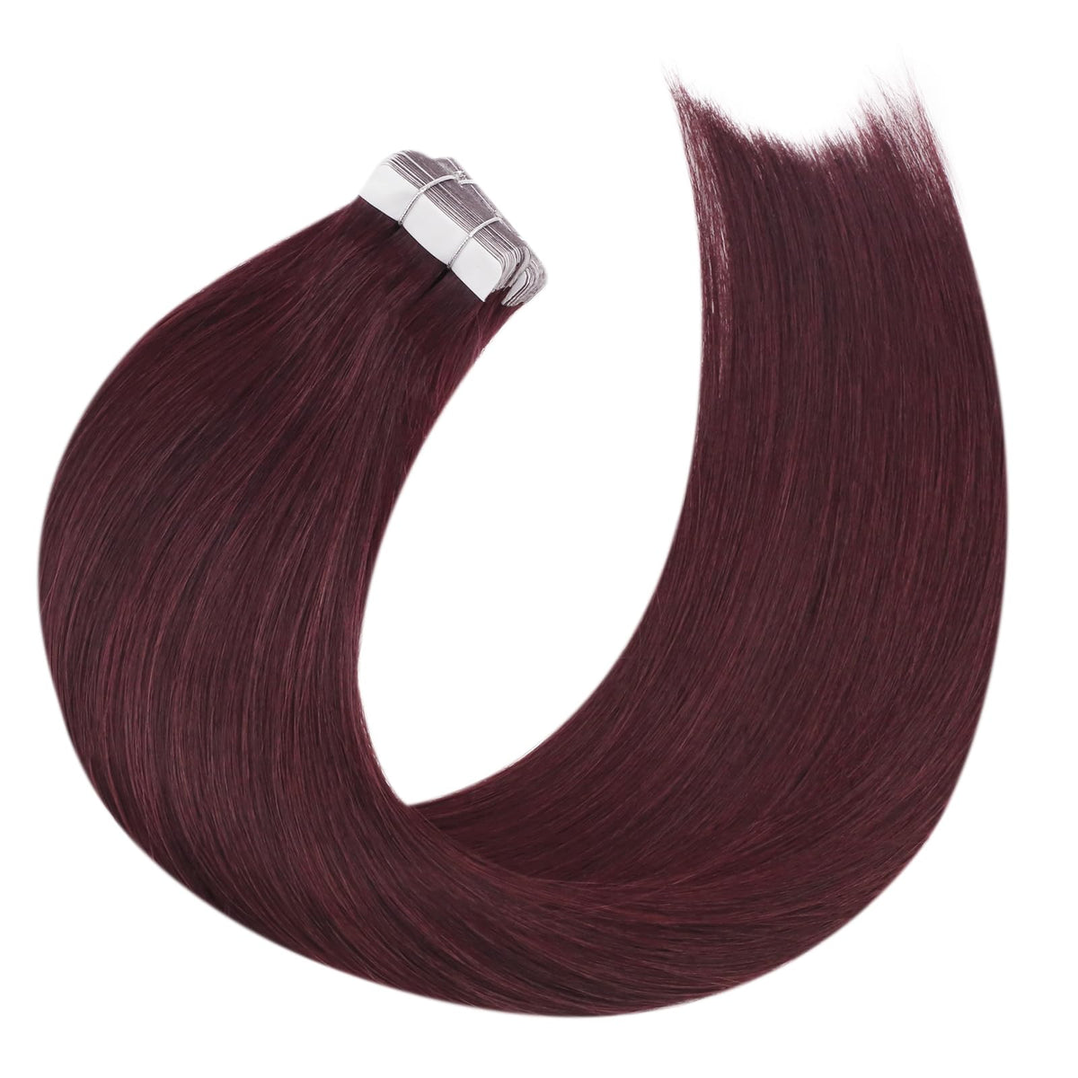 Moresoo Tape-In Hair Extensions Burgundy Red installation process