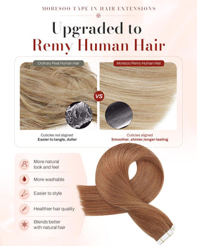 Moresoo Tape-In Hair Extensions Copper Brown 16in packaging