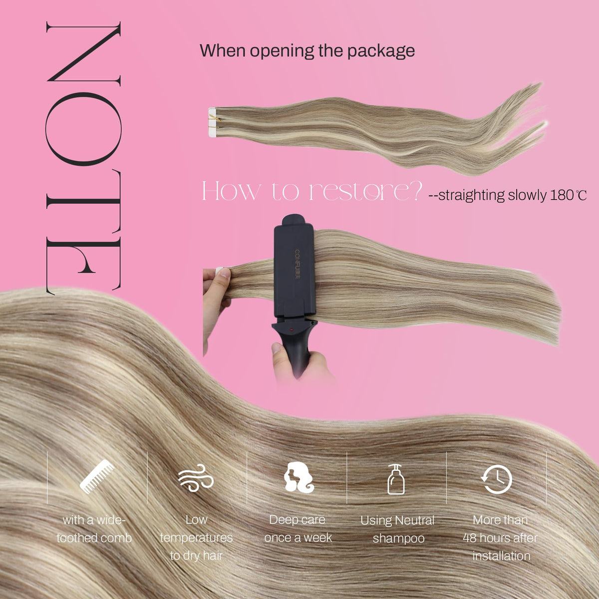 Moresoo Tape-In Hair Extensions displayed on a mannequin