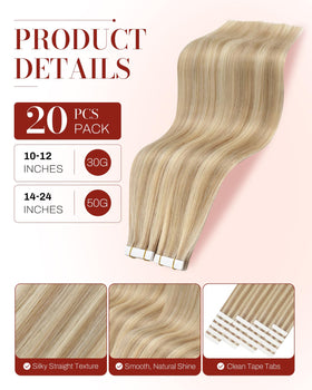 Moresoo Tape-In Hair Extensions displayed with packaging