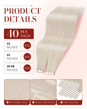 Moresoo Tape-In Hair Extensions displayed with styling tools