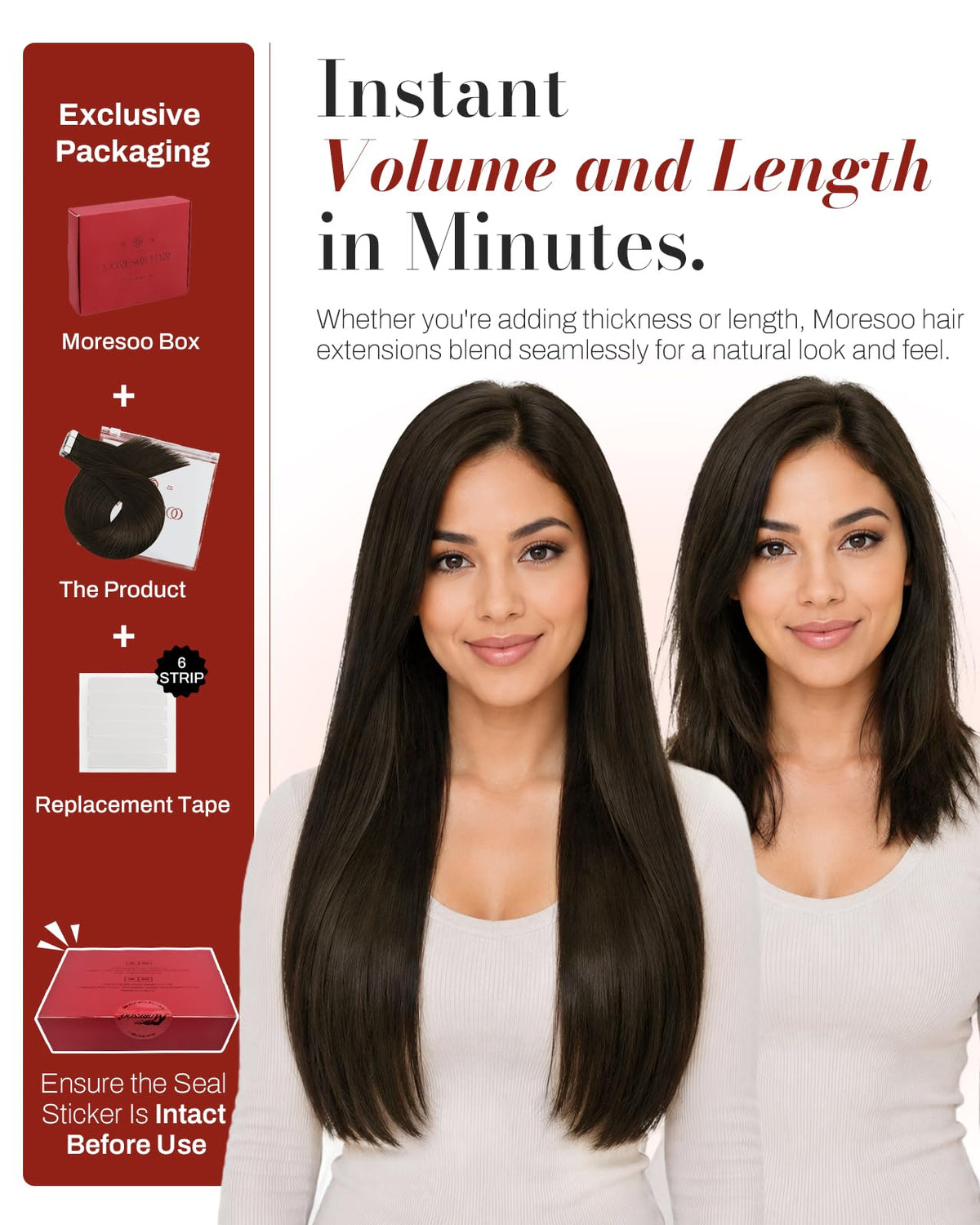 Moresoo Tape-In Hair Extensions in natural light