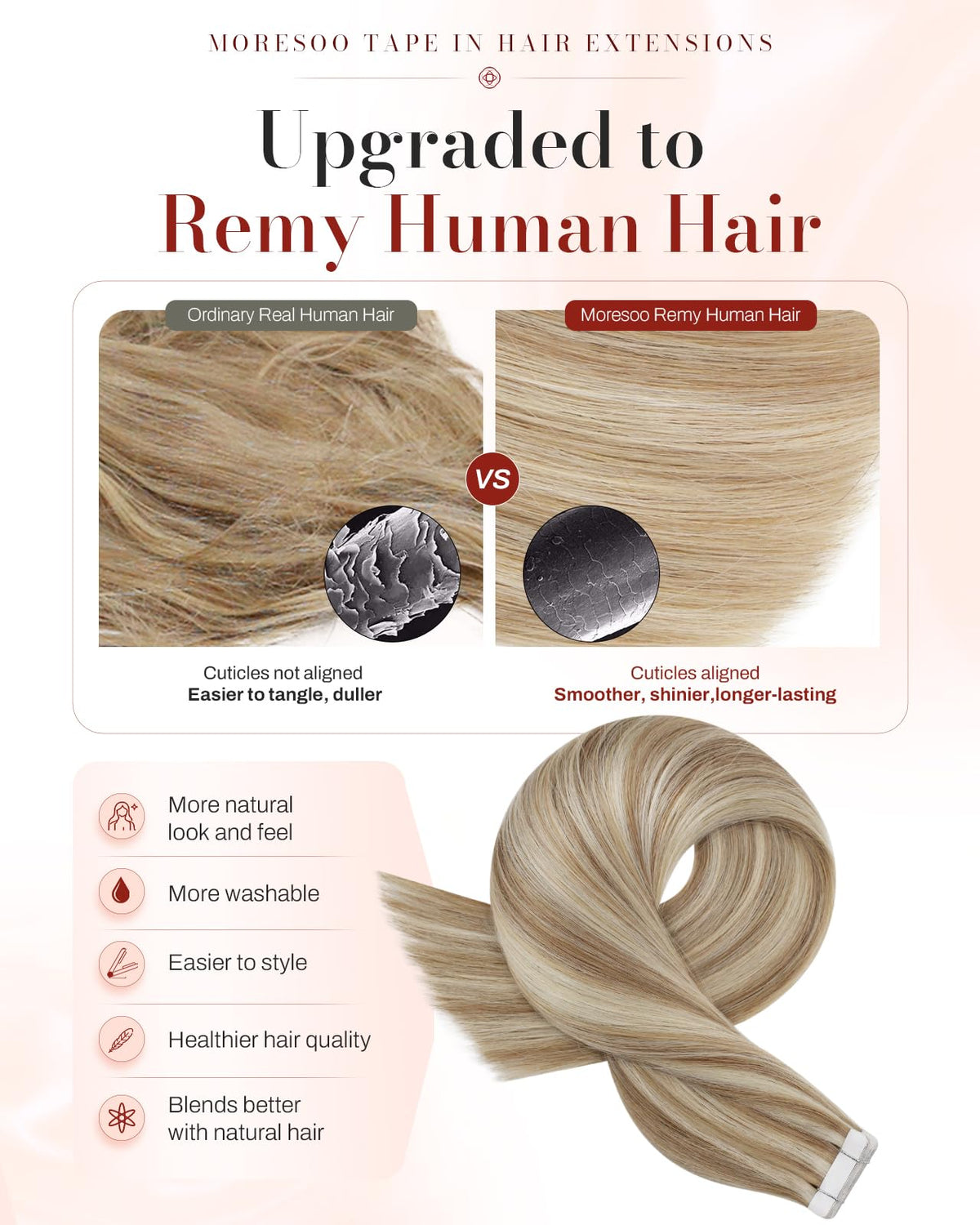 Moresoo Tape in Hair Extensions packaging