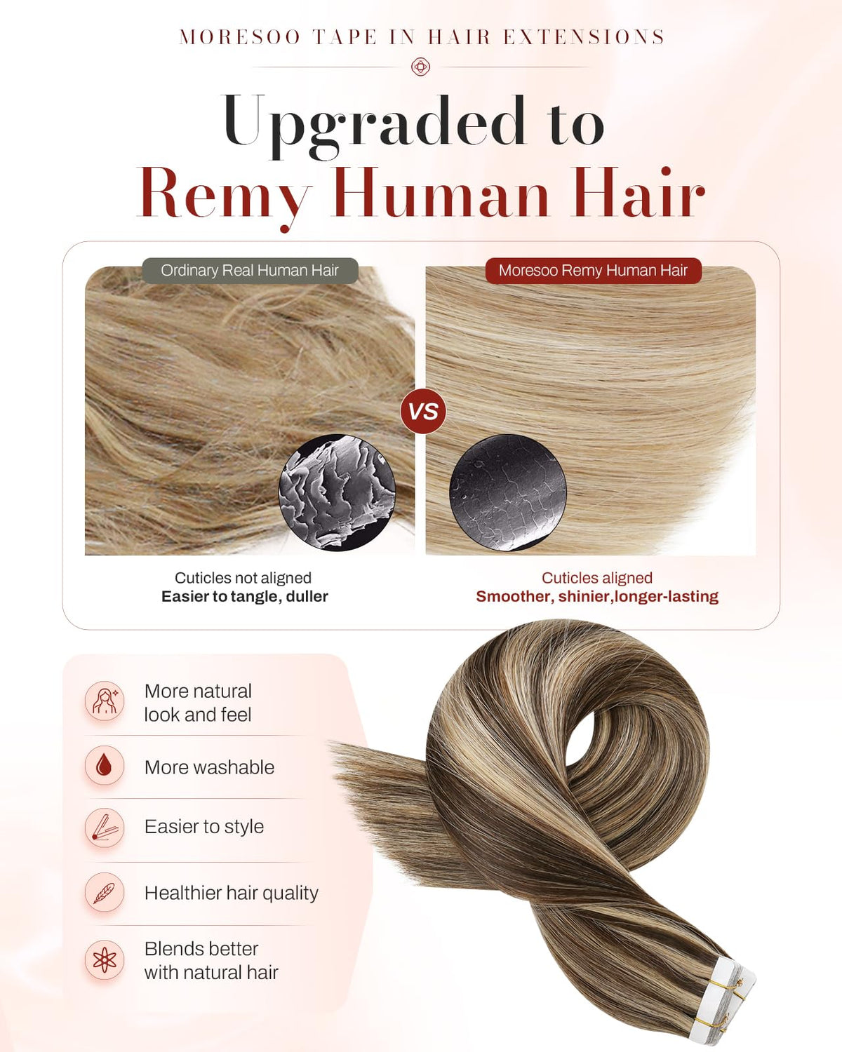 Moresoo Tape in Hair Extensions packaging and contents