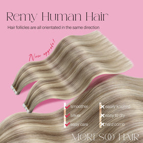 Moresoo Tape-In Hair Extensions packaging with 20 pieces