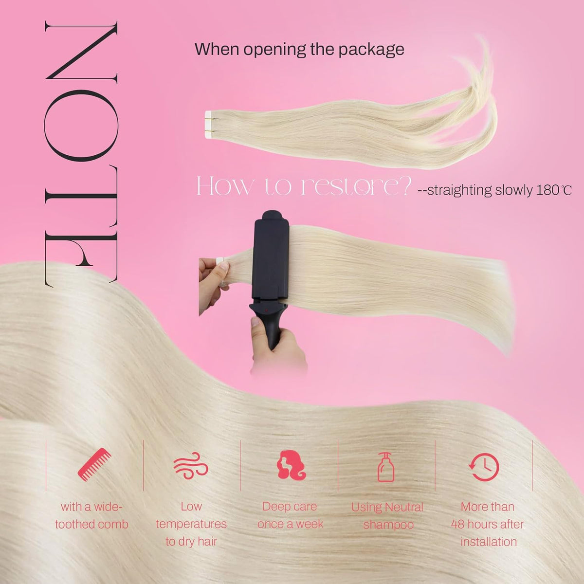Moresoo Tape-In Hair Extensions straightened for sleek look