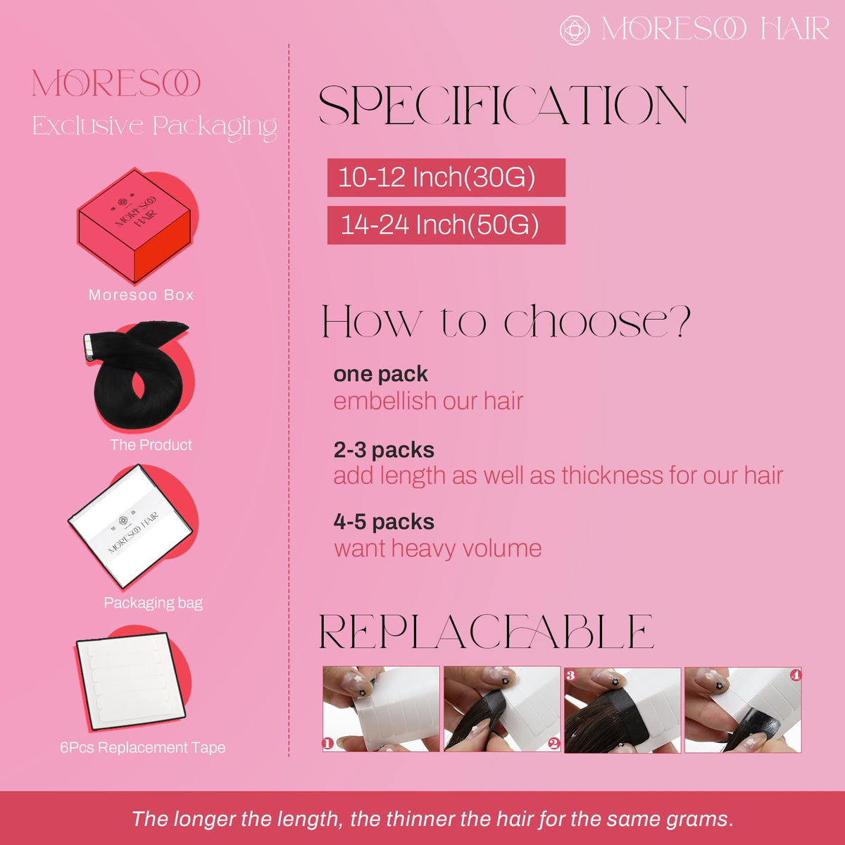 Moresoo Tape-In Hair Extensions styled hair