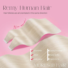 Moresoo Tape In Human Hair Extensions 14 Inch packaging