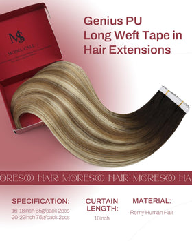 Moresoo Tape in Weft Extensions showing natural shine