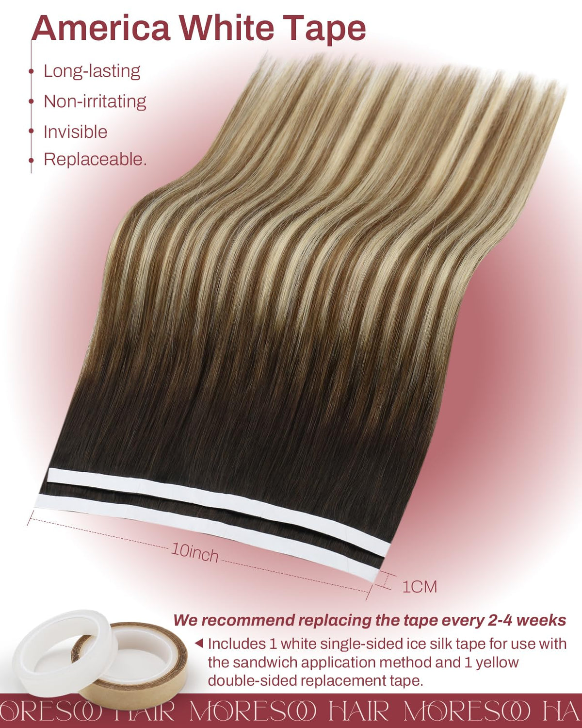 Moresoo Tape in Weft Extensions styled in loose waves