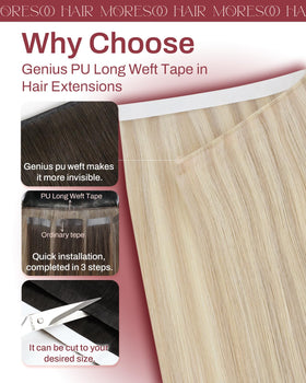 Moresoo Tape In Weft Hair Extensions Ash Blonde packaging