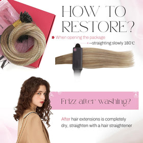 Moresoo U Tip Hair Extensions 14 Inch showing keratin bond