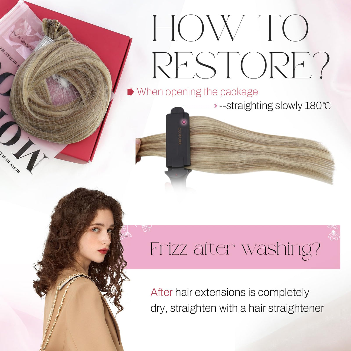 Moresoo U Tip Hair Extensions 18 Inch showing natural blend
