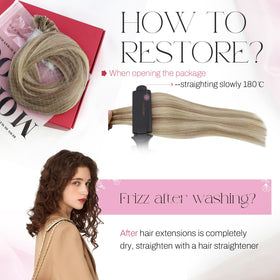 Moresoo U Tip Hair Extensions 18 Inch showing natural blend