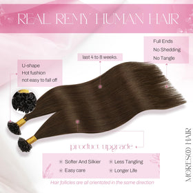 Moresoo U Tip Hair Extensions 24 Inch Medium Brown packaging