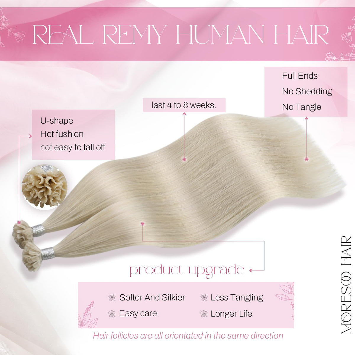 Moresoo U Tip Hair Extensions 50 strands packaging