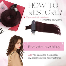 Moresoo U Tip Hair Extensions Burgundy strands display