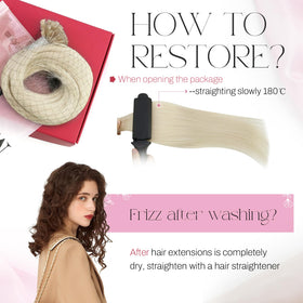 Moresoo U Tip Hair Extensions displayed with styling tools