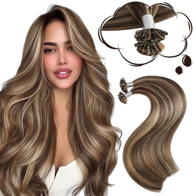 Moresoo U Tip Hair Extensions Ginger Caramel front view
