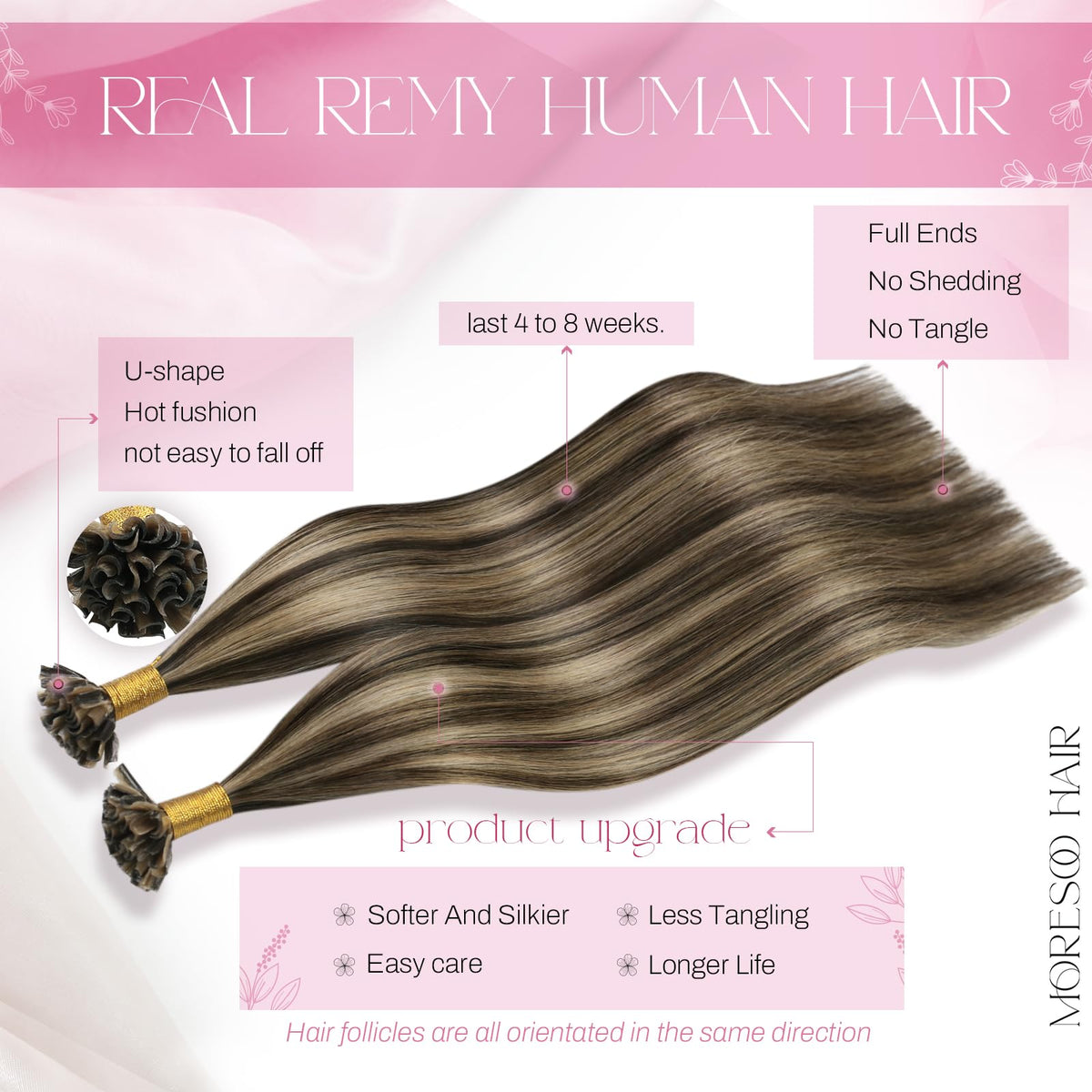 Moresoo U Tip Hair Extensions Ginger Caramel packaging