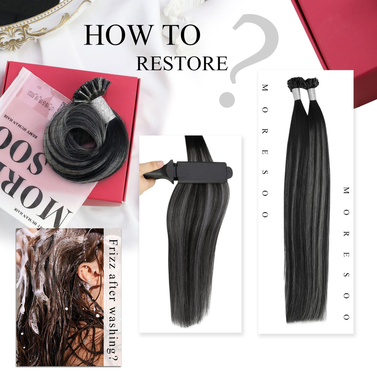 Moresoo U Tip Hair Extensions in natural light