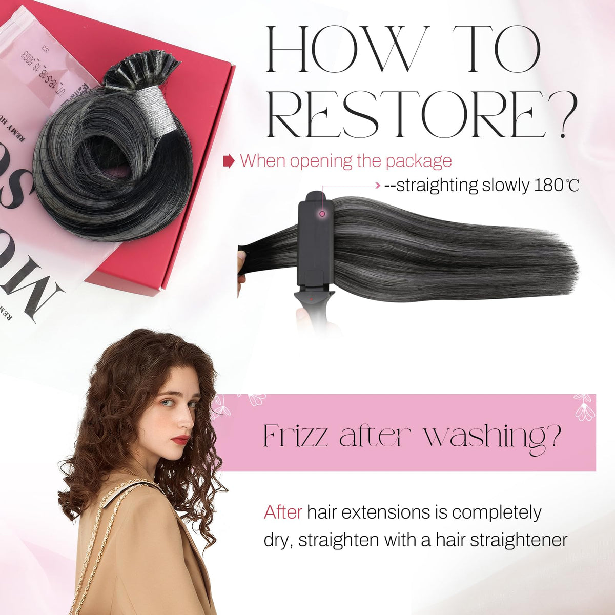 Moresoo U Tip Hair Extensions on a model