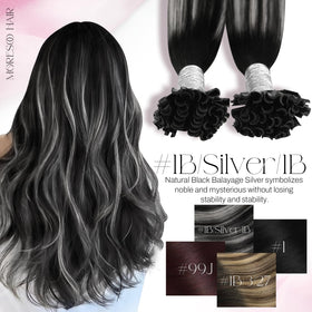 Moresoo U Tip Hair Extensions showing colour gradient