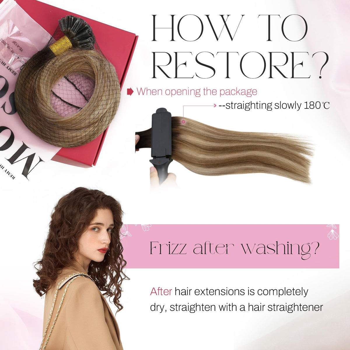Moresoo U Tip Hair Extensions showing length and texture