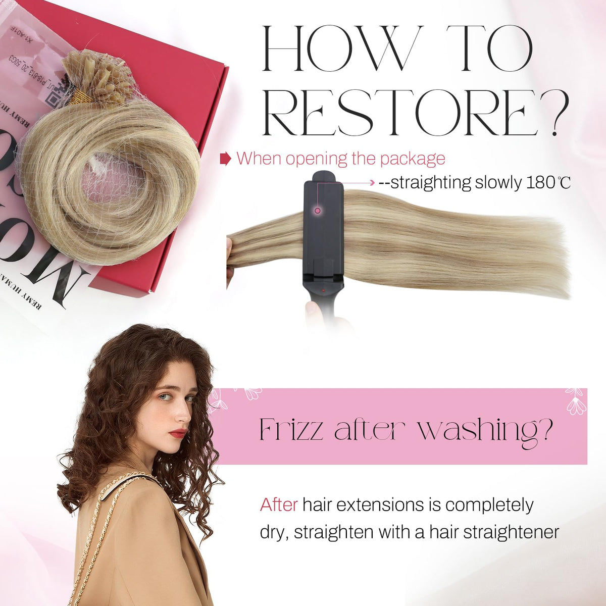 Moresoo U Tip Hair Extensions showing natural texture