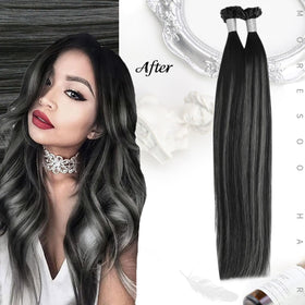 Moresoo U Tip Hair Extensions showing texture and colour