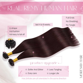 Moresoo U Tip Hair Extensions Wine Red 20 Inch packaging