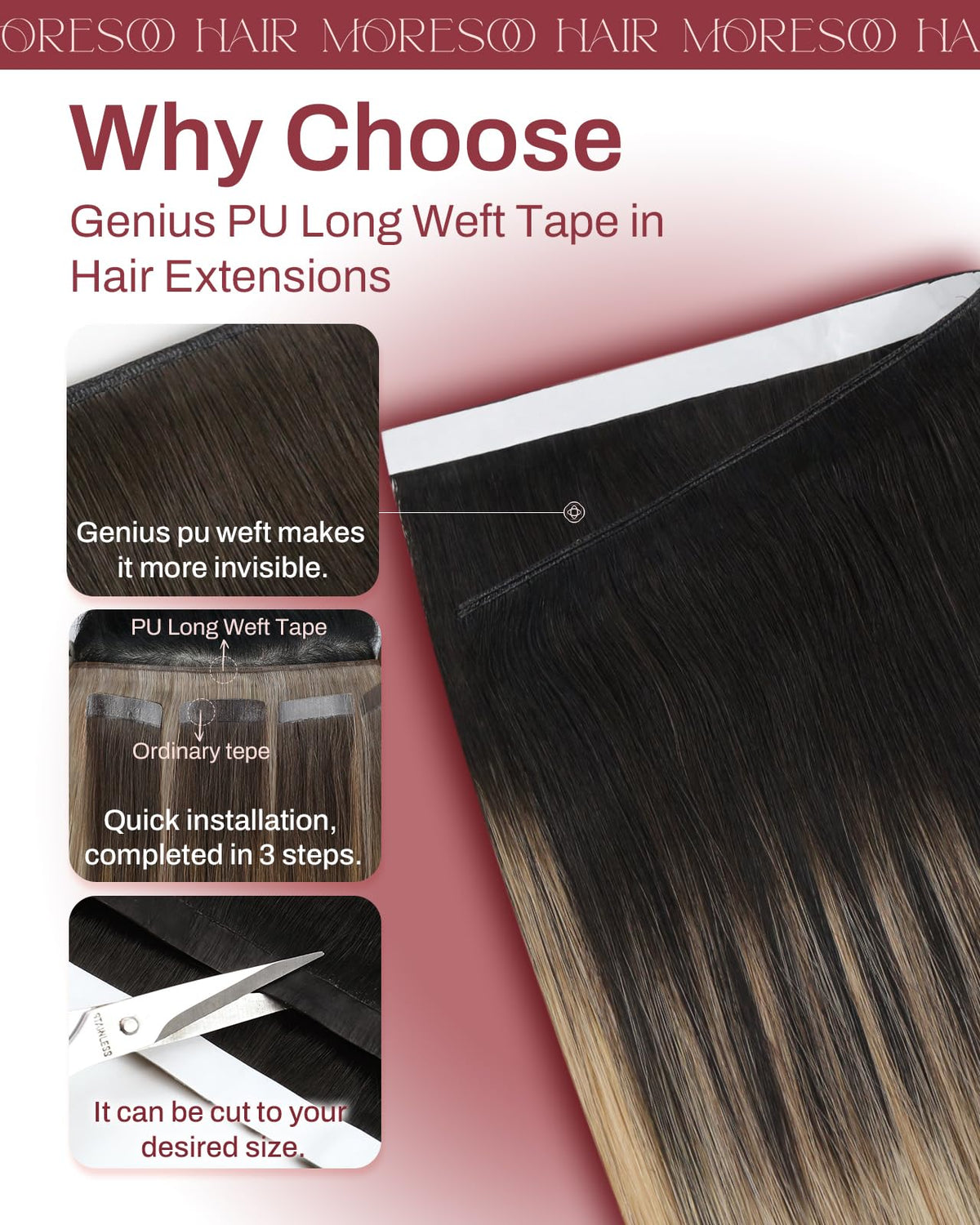 Moresoo Weft Tape in Extensions packaging
