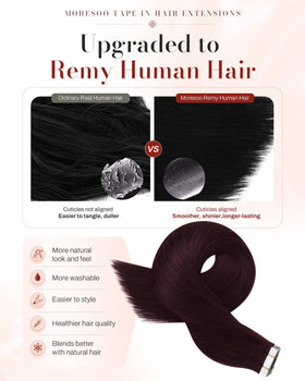 Moresoo Wine Red Tape in Hair Extensions packaging