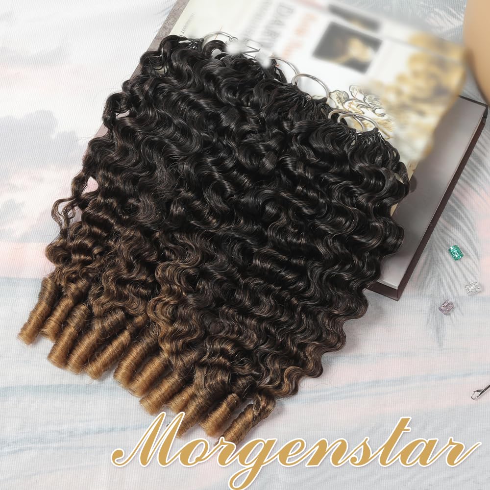 MORGENSTAR Burmese Curly Crochet Hair 22 Inch styled in a ponytail