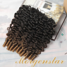 MORGENSTAR Burmese Curly Crochet Hair 22 Inch styled in a ponytail