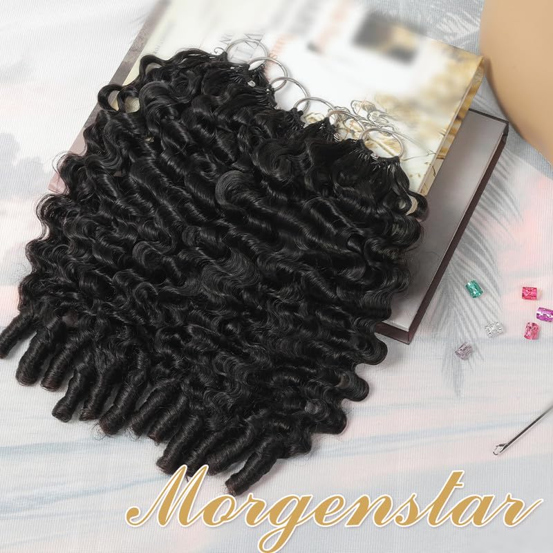 MORGENSTAR Burmese Curly Hair Extensions on a hair rack