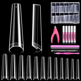 MORGLES 240 Pcs Extra Long Coffin Nail Tips Set front view