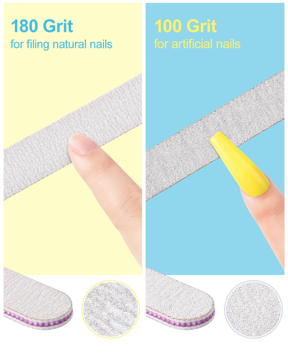 MORGLES dual-grit nail files with 100/180 grit