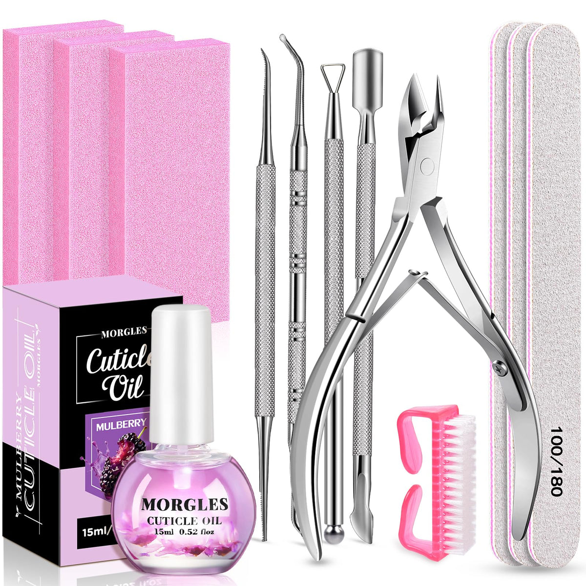 MORGLES Nail Care Kit 13 pcs with cuticle oil and tools
