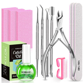 MORGLES Nail Files and Buffers Kit including cuticle oil and tools