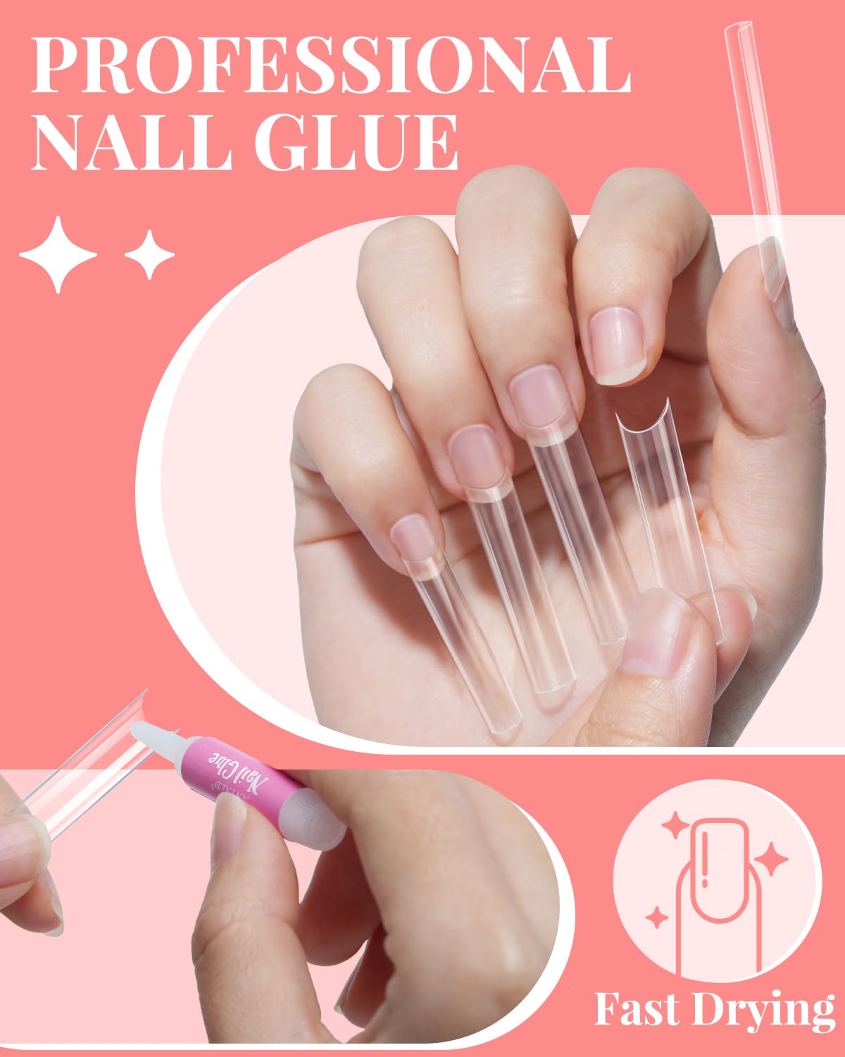 MORGLES nail tips displayed with manicure tools