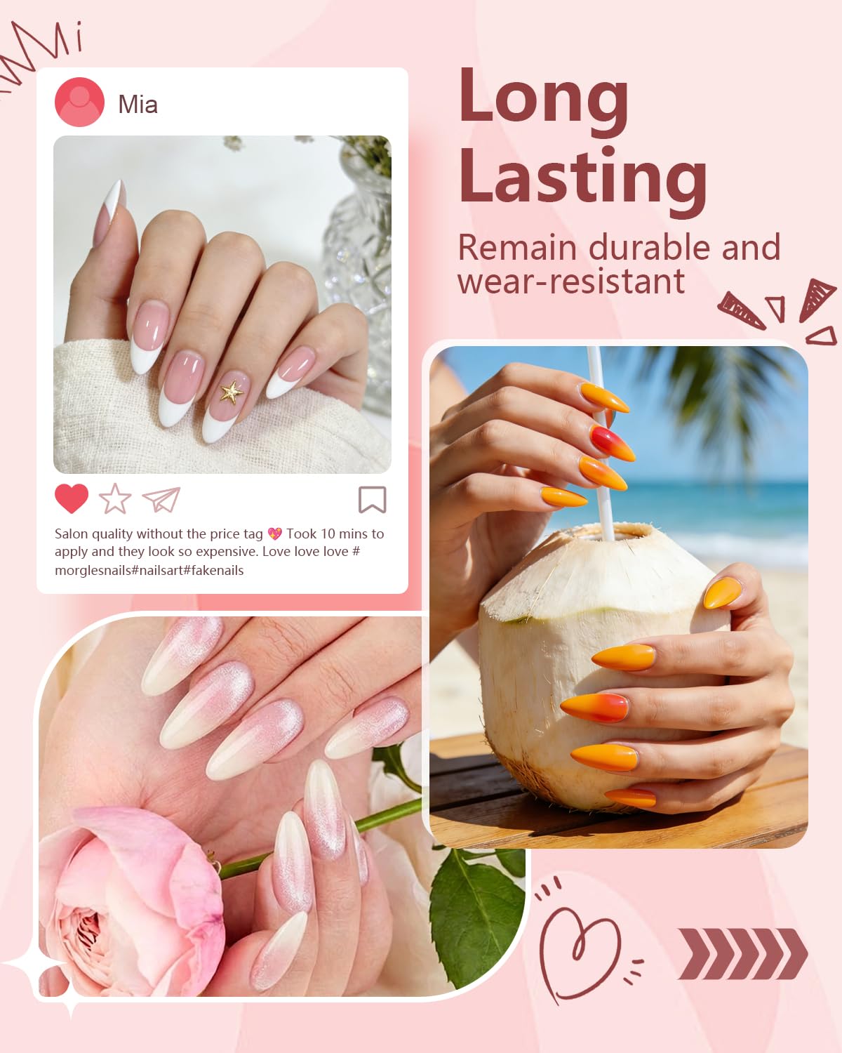MORGLES nail tips kit packaging with all components visible