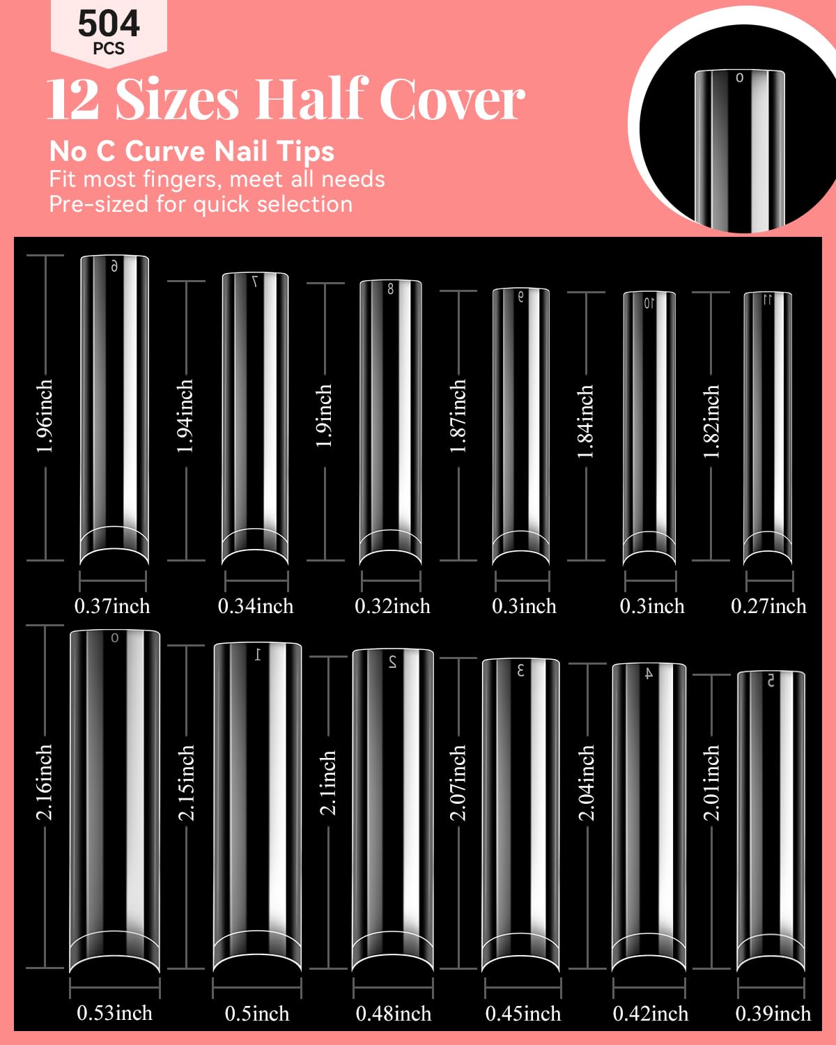 MORGLES nail tips showing various sizes and shapes