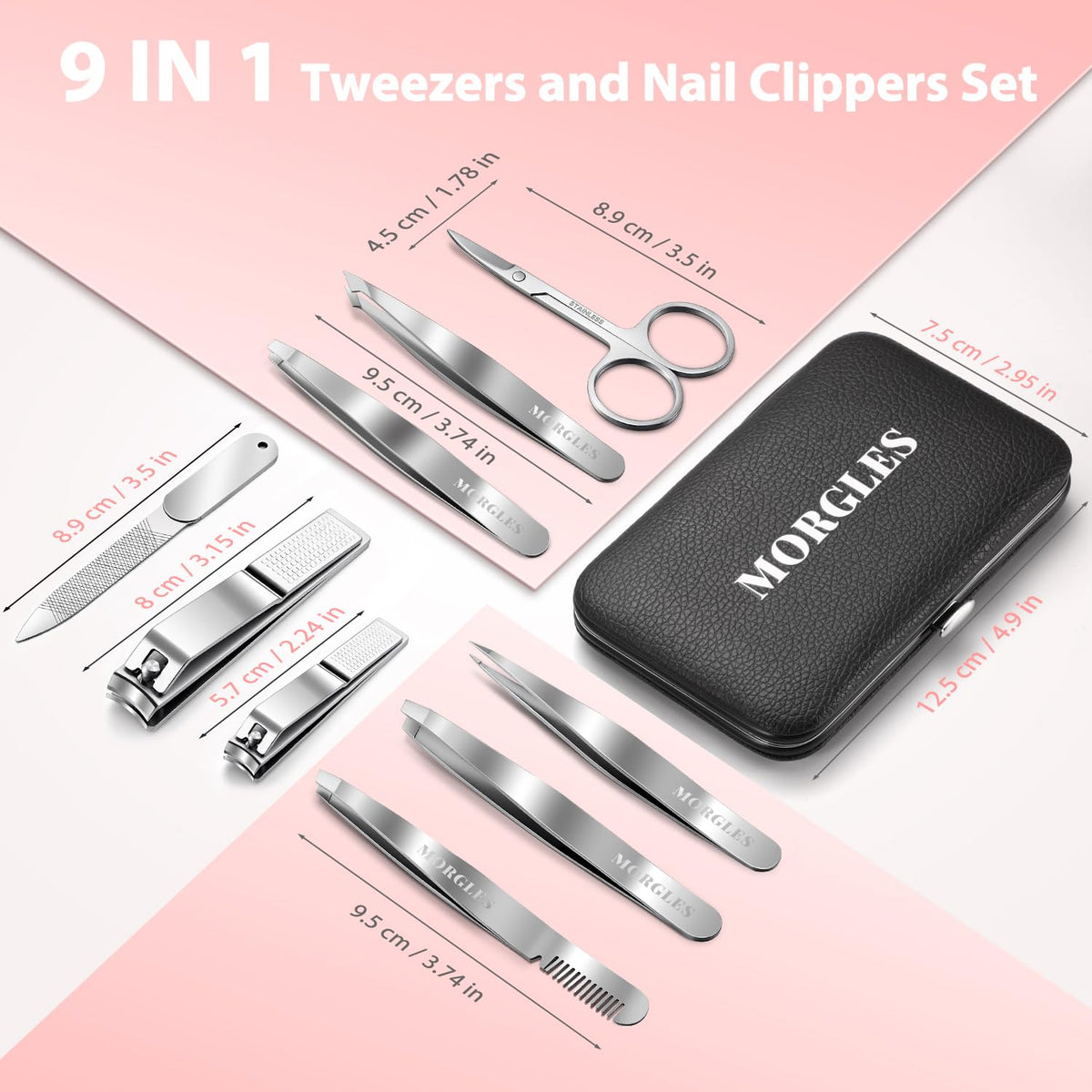 MORGLES Tweezers Set waterproof stainless steel tools