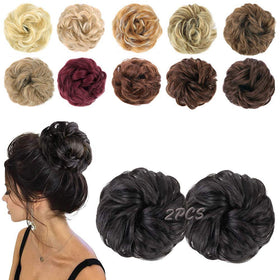 MORICA Messy Bun Hair Piece 2PCS Natural Black front view