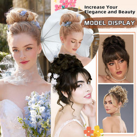 MORICA Messy Bun Hair Piece 2PCS Natural Black side view