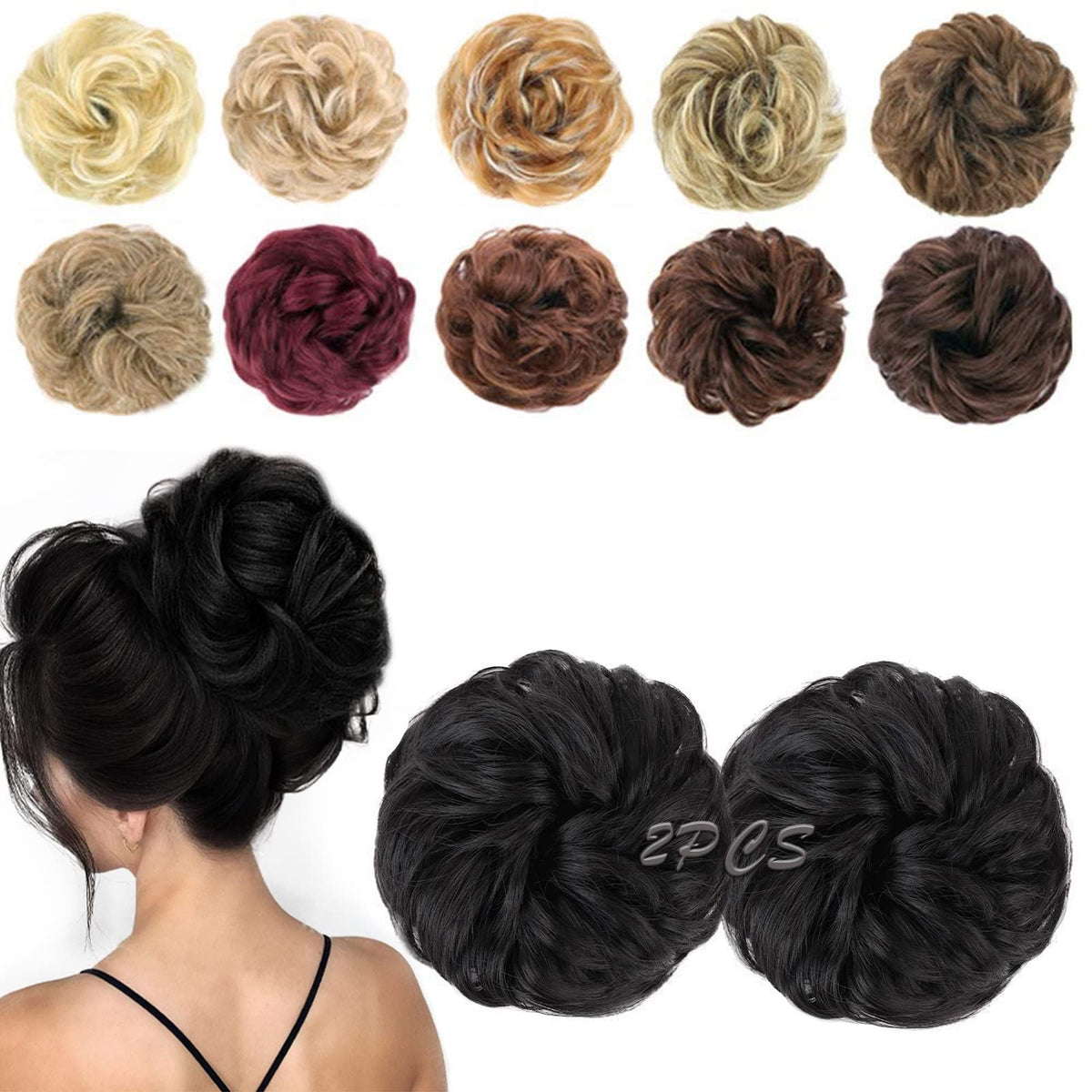MORICA Messy Bun Hair Piece Jet Black front view
