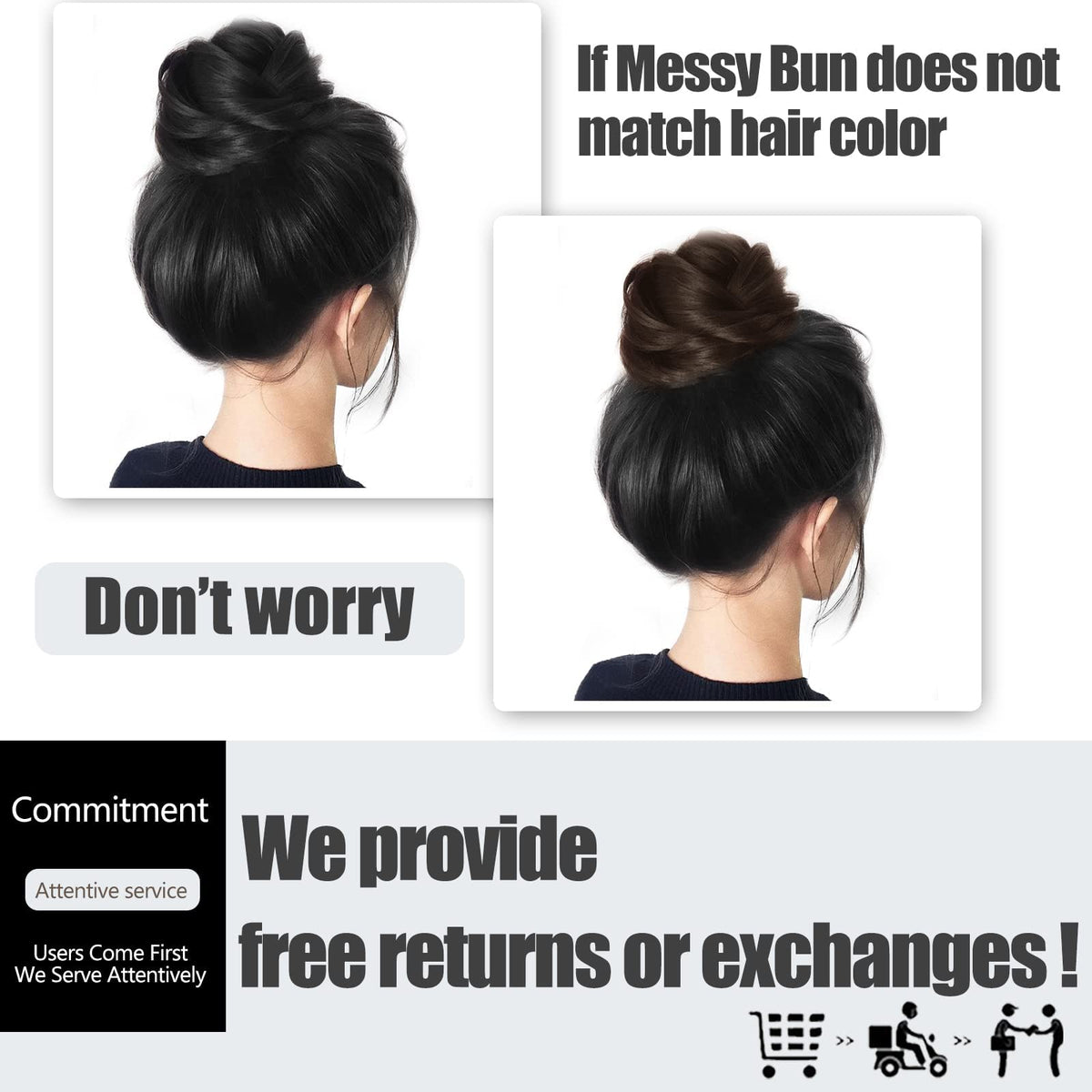 MORICA Messy Bun Hair Piece Jet Black on a mannequin